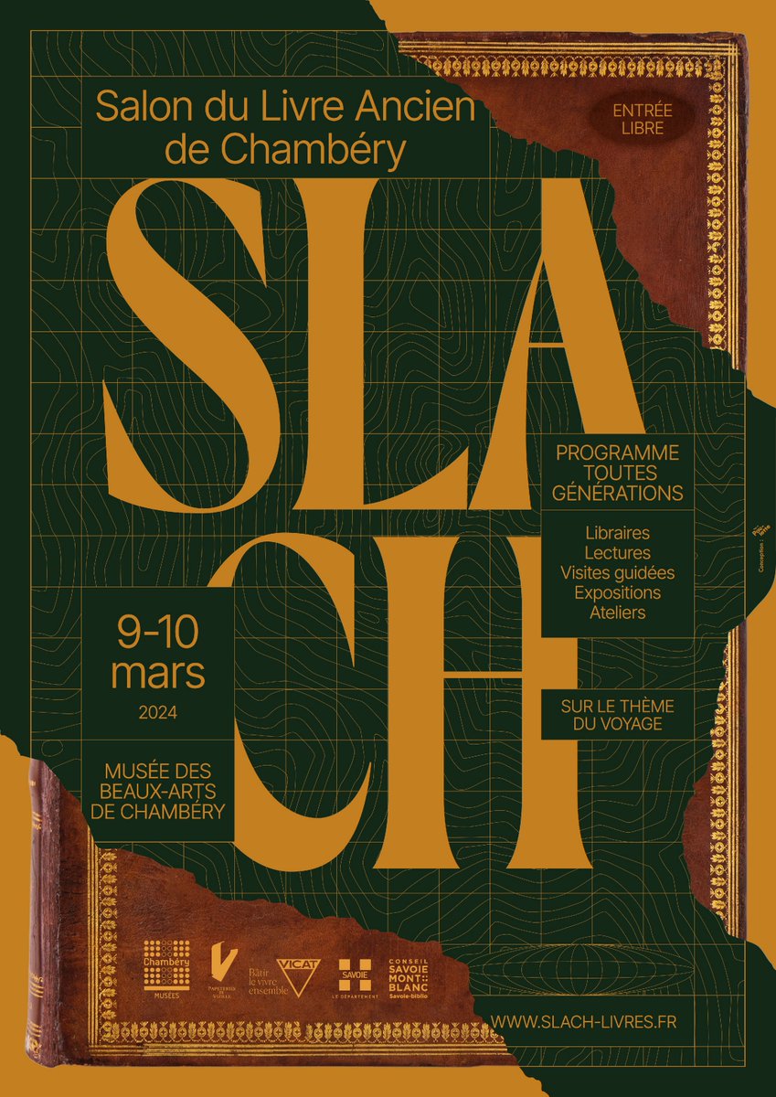 VilledeChambery's tweet photo. 📖 #Evenement | Vous aimez les livres et le voyage ? Participez à Slach, 1ère édition du salon du livre ancien à Chambéry ! Les 9 et 10 mars au musée des Beaux-Arts. 🔗 https://t.co/WEs8NJHcSI #salon #livresanciens #slach https://t.co/wQ86R2BxSV