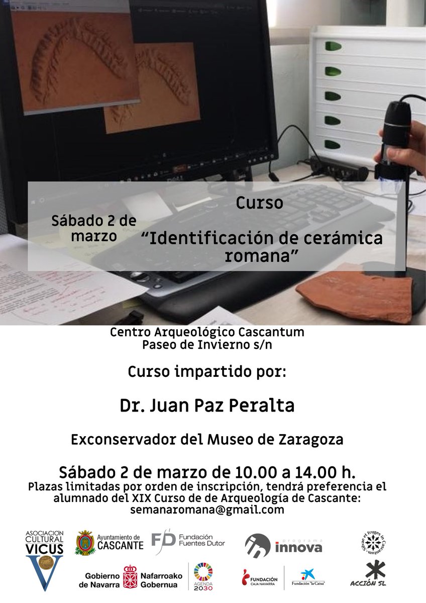 Cascantum's tweet photo. El próximo 2 de marzo continuaremos con la formación continua en el laboratorio del Centro Arqueológico #Cascantum en #Cascante. Contaremos con el Dr. Juan Paz Peralta, referente en los estudios de la cultura material de la Antigüedad en #Hispania
#ProgramaINNOVA #AccionSL https://t.co/wSif2lPyvx