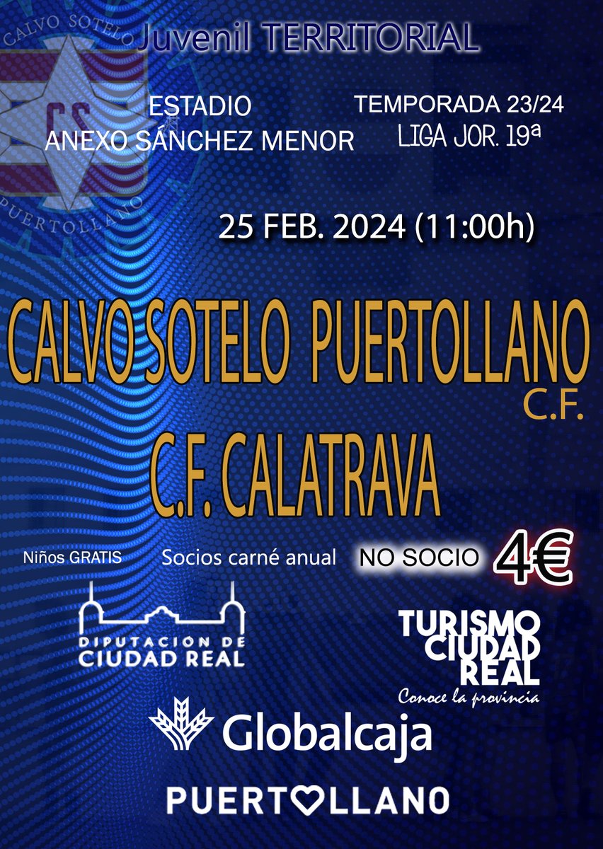 cspuertollanocf's tweet photo. 🪧Cartel anunciador.
Liga Juvenil Territorial.
@cspuertollano @CFCalatrava 

🗓️25-02-24.
⌚️11:00h.
🏟️Anexo Sánchez Menor. https://t.co/UQnx9vtUDE