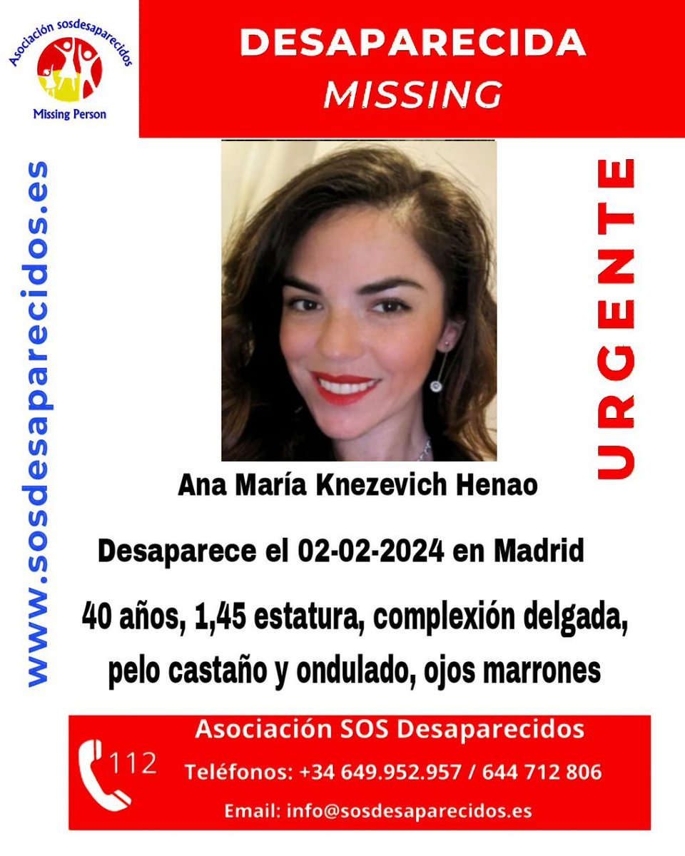 sosdesaparecido's tweet photo. 📣 AVISO
Desde la Asociación Sosdesaparecidos hemos habilitado la dirección de correo electrónico henao@sosdesaparecidos.es para que cualquier persona pueda aportar información sobre la desaparición de Ana María, de forma anónima. 
Ya sea sobre el día o la zona en que desapareció, o cualquier otro detalle relevante, cualquier dato será tratado de manera confidencial.