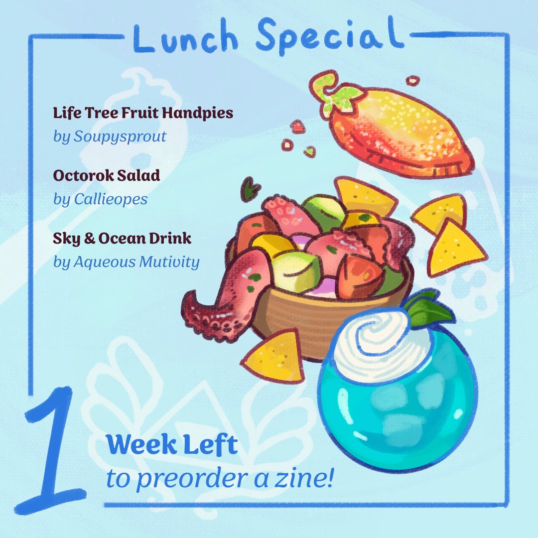 🥗 Just 1 week left to preorder Homemade in Hyrule volume 2!! 🥘 Today's lunch is crafted with love by @soupysprout, @Callieopes, and @/AqueousMutivity! I wonder what will be for dinner? 💸 Preorder here: homemadeinhyrule.bigcartel.com