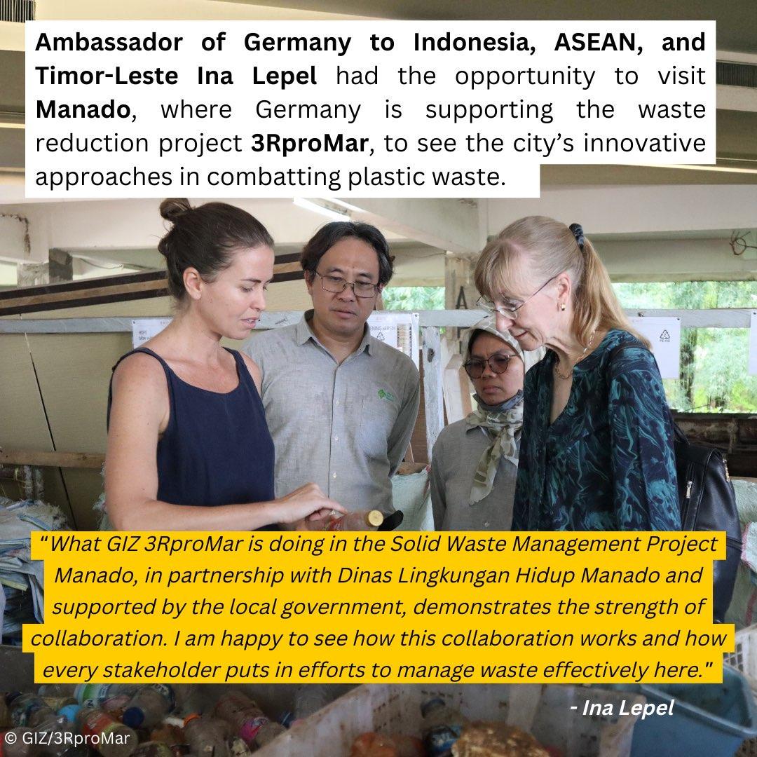 KedubesJerman's tweet photo. Selamat #HariPeduliSampahNasional! 🇩🇪 mendukung 🇮🇩 dengan maksimal dalam mengembangkan pengelolaan sampah yang berkelanjutan. #DubesJerman Ina Lepel mengunjungi Manado untuk melihat pendekatan inovatif yang telah diadopsi kota ini. #HPSN #stopwaste #SDGs https://t.co/rOcTxzhkLi