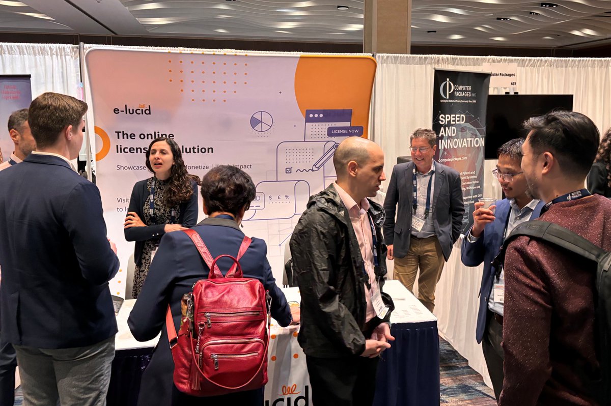 eluciduk's tweet photo. Super busy at the e-lucid booth yesterday - a big thank you to everyone who came to say hi!  Make the most of the last day of the @autm annual meeting and speak to our team about how our online platform can support your licensing needs.
#technologytransfer #techtransfer #autm2024 https://t.co/Nepq3oY4o1