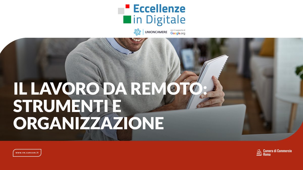 MakerFaireRome's tweet photo. Giovedì 22/02 alle 10.30 un nuovo appuntamento di "Eccellenze in Digitale", il programma di Unioncamere e Google cui aderisce anche la @camcomroma. Focus del webinar gratuito saranno gli strumenti utili per organizzare il lavoro da remoto.
Iscriviti ⤵️
https://t.co/OyBKgRPERN https://t.co/vdMgmFFafk