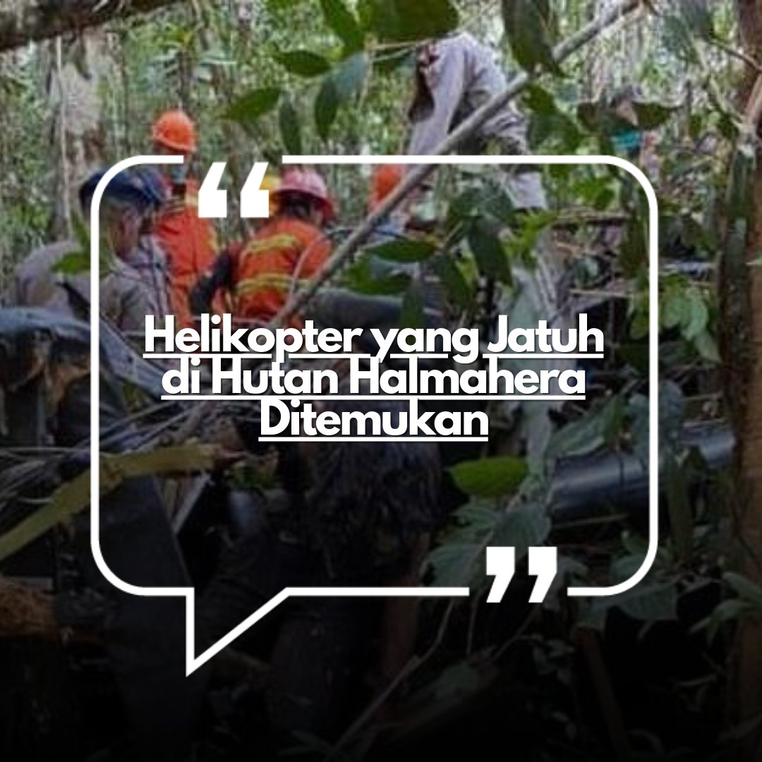 RRIPrograma3's tweet image. Kepala Basarnas Ternate Fatur Rahman, memastikan tim gabungan berhasil menemukan titik jatuhnya Helikopter Bell 429 PK-WSW milik Helicity. Helikopter tersebut jatuh di hutan Halmahera.

rri.co.id/daerah/565065/…

#helikopterjatuh #basarnas #halmahera