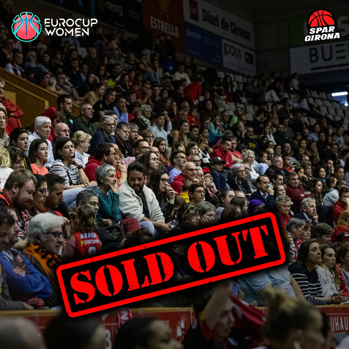 unigirona's tweet photo. Ara sí... 𝙎𝙊𝙇𝘿 𝙊𝙐𝙏 😱

📌 Estem preparades per una gran nit europea. Perquè a Fontajau també s'hi escriu la història!

🎟️ Últimes entrades només disponibles a taquilles!

#SomhiUni #EuroCupWomen https://t.co/f3CMDQkg3x