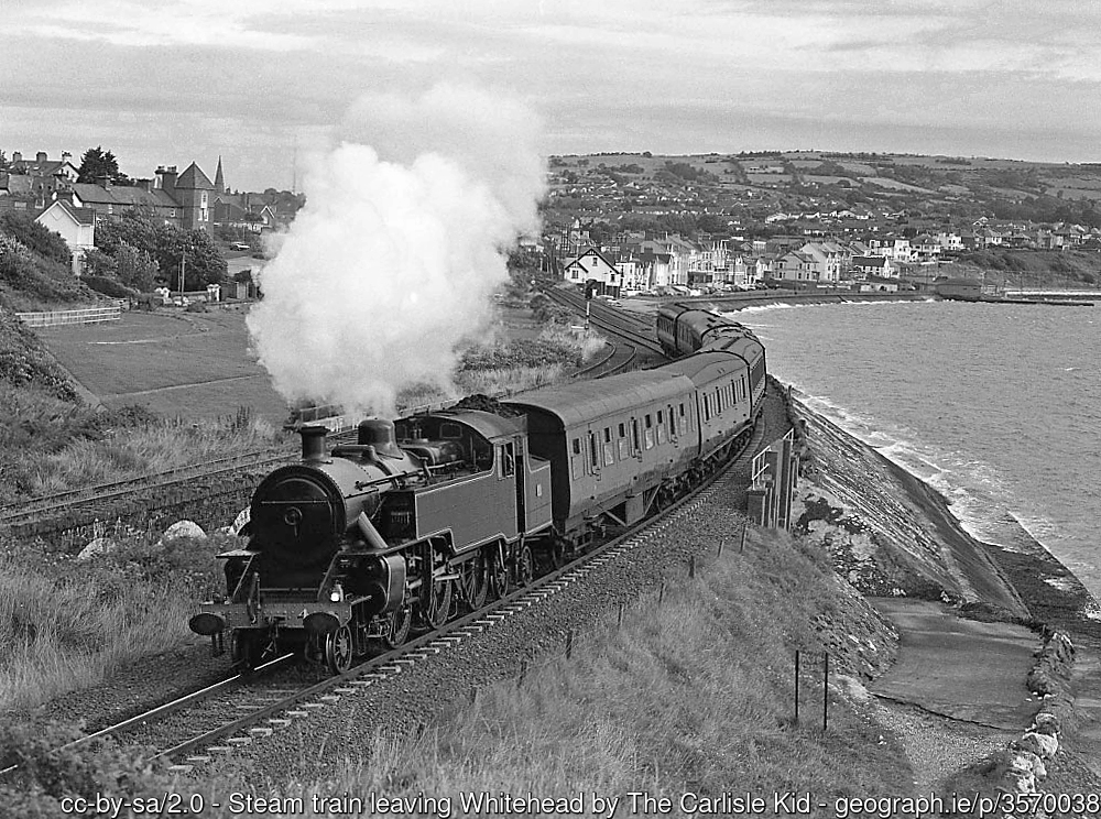 geograph_bi's tweet photo. Picture of the Day from #CoAntrim 2002 
#steamtrain #Whitehead #coast #BelfastToLarne #blackandwhitephotography   https://t.co/xwukdcZiG2 by The Carlisle Kid https://t.co/1oUpiHBEv5