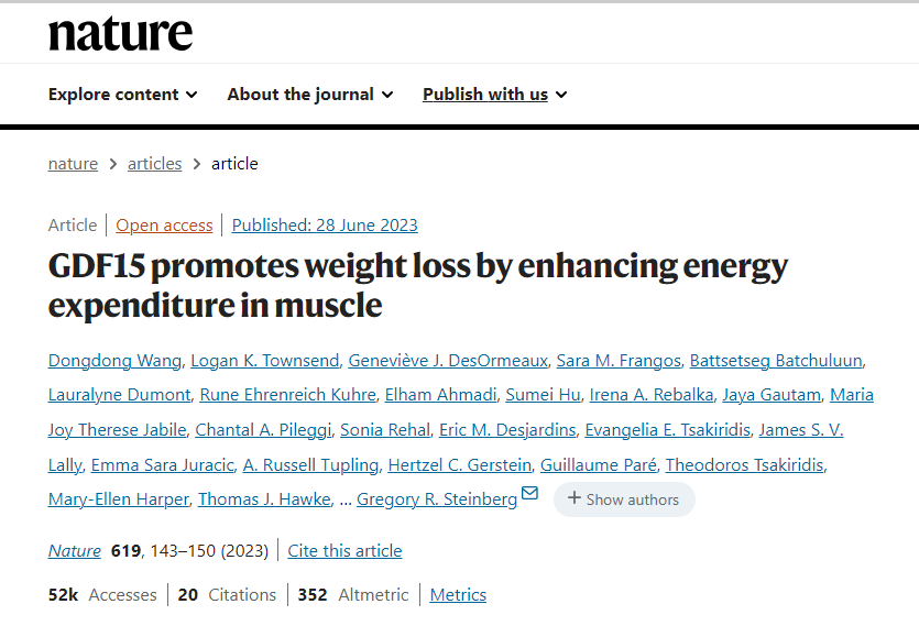 Congratulations to Dongdong Wang, editor of Cancer Insight, for publishing an article as first-author on #Nature👏. #GDF15 #weightloss @wddong1988 x.com/MacMODR/status…