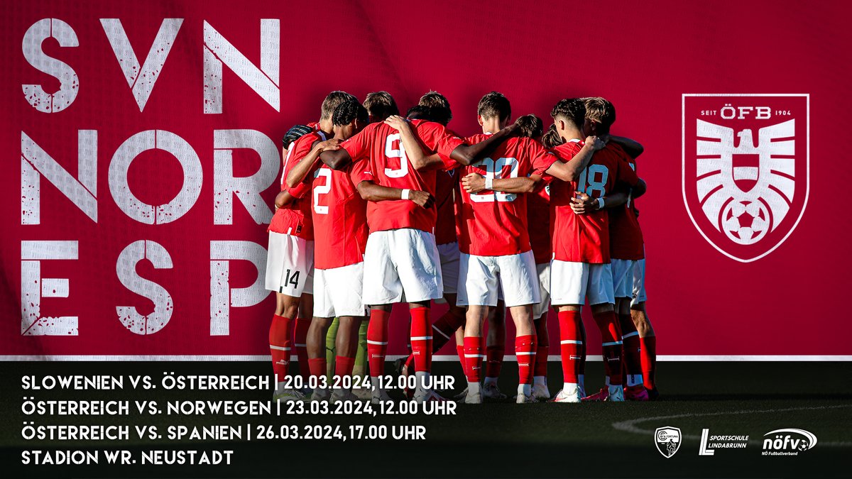 oefb1904's tweet photo. 𝑯𝒆𝒊𝒎-𝑬𝒍𝒊𝒕𝒆𝒓𝒖𝒏𝒅𝒆 𝒊𝒏 𝑾𝒊𝒆𝒏𝒆𝒓 𝑵𝒆𝒖𝒔𝒕𝒂𝒅𝒕!! 🏟
Unser #U17-Team will über Wiener Neustadt zur UEFA U17 EURO 2024 nach Zypern! 🦅💯🇦🇹 #GemeinsamÖSTERREICH

📲 Alle Infos: https://t.co/pF2ZcNNxqN https://t.co/QZpfoOfZxT