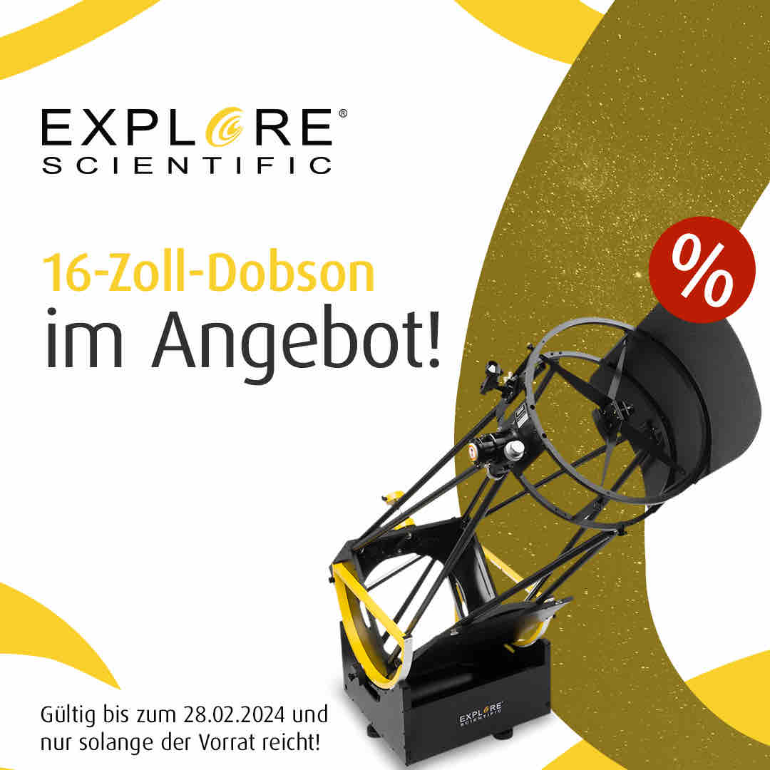 Astroshop_de's tweet photo. 🔭✨ Sichert euch das Ultra Light Dobson-Teleskop N 406/1826 Gen II von #ExploreScientific zum Aktionspreis von 2113€ & spart 686€! Leicht, mobil & perfekt für Sterngucker. 🌌 Bis 28.02.2024, nur solange Vorrat reicht! https://t.co/nkeznufGul #Astronomie #Astroshop #Omegon https://t.co/pkFw34iBMJ