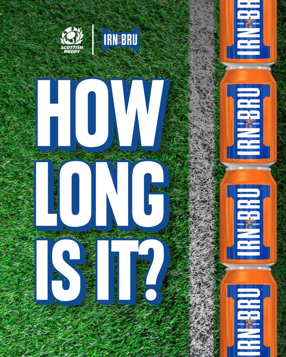 How many 330ml cans long is the Scottish Gas Murrayfield rugby pitch from post to post? 🧡 Comment with a correct guess within 20 cans and follow @IRNBRU to be entered into a draw to win tickets to Scotland v England 🏴󠁧󠁢󠁳󠁣󠁴󠁿 Full T&Cs in bio! #GOTIRN #AsOne #GuinnessSixNations