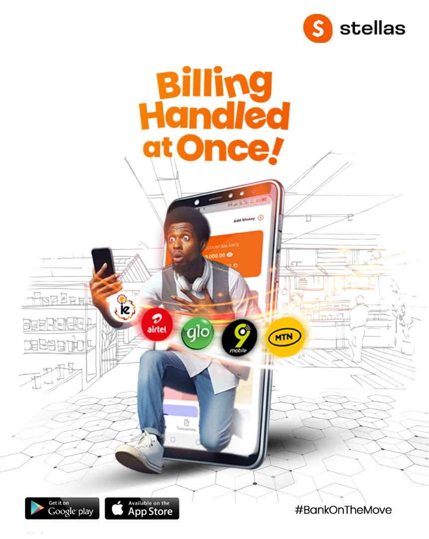 stellasbank's tweet image. Handle all your bills at once with the Stellas app. 
Easy, Fast and Seamless

#BankOnTheMove 
#BillingHandled 
#Stellas