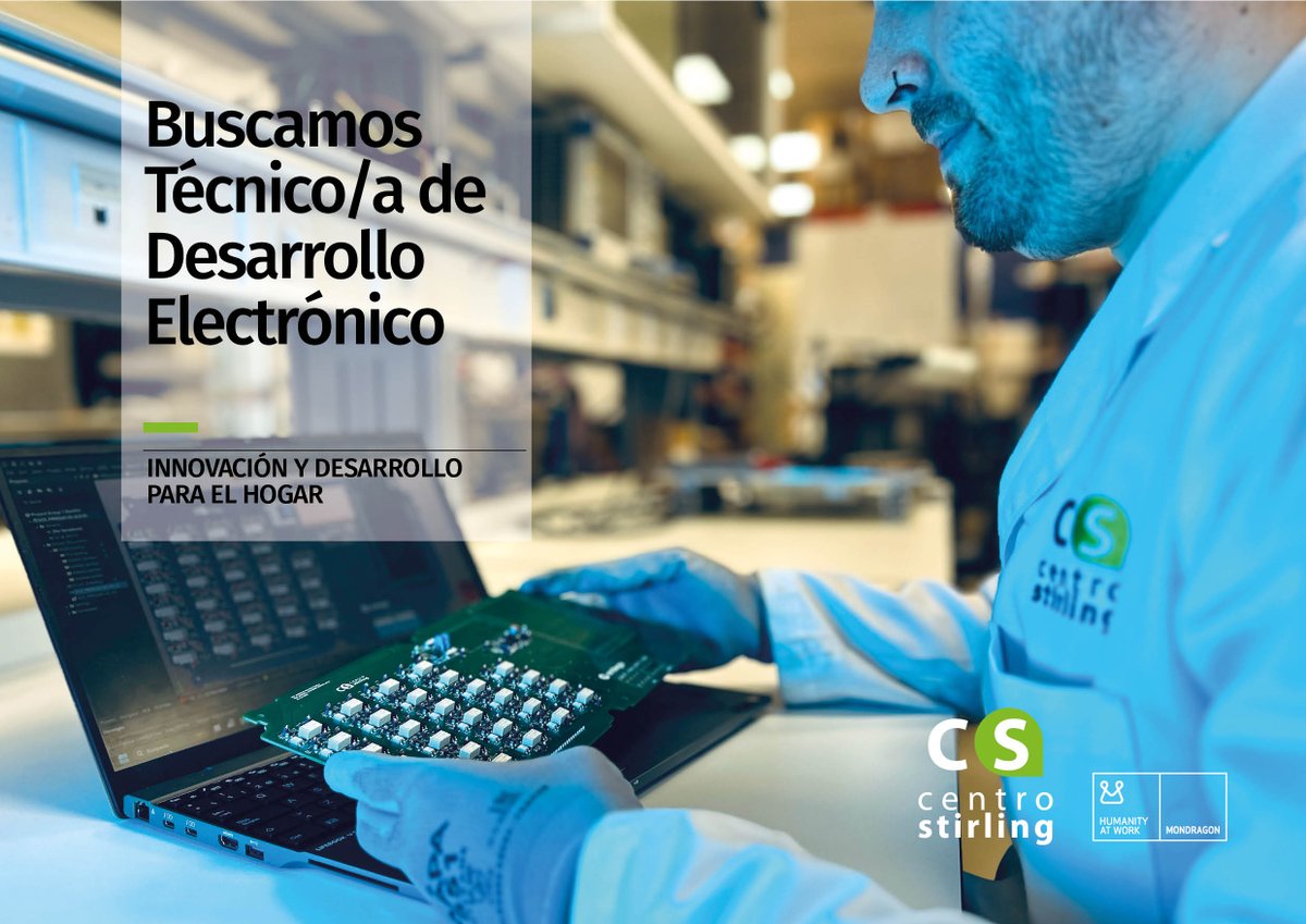 CentroStirling's tweet photo. En @CentroStirling , we are hiring! Buscamos Técnico/a de desarrollo electrónico. Si quieres saber más, te lo contamos en ...
https://t.co/4MZvEBRm3p https://t.co/zEnVTZICOv
