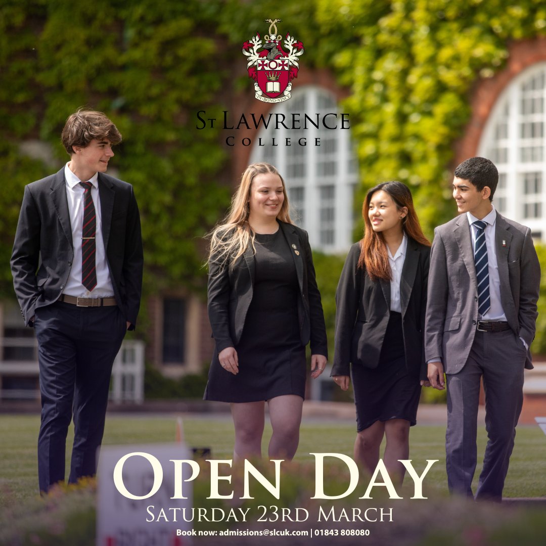 Explore our cutting-edge facilities, meet our devoted teachers, and discover our nurturing community on Saturday, March 23rd. Applications for 2024 entry into Junior School, Senior School, and Sixth Form are now open. Book online at bit.ly/3OCVSoS... #StLawrenceCollege