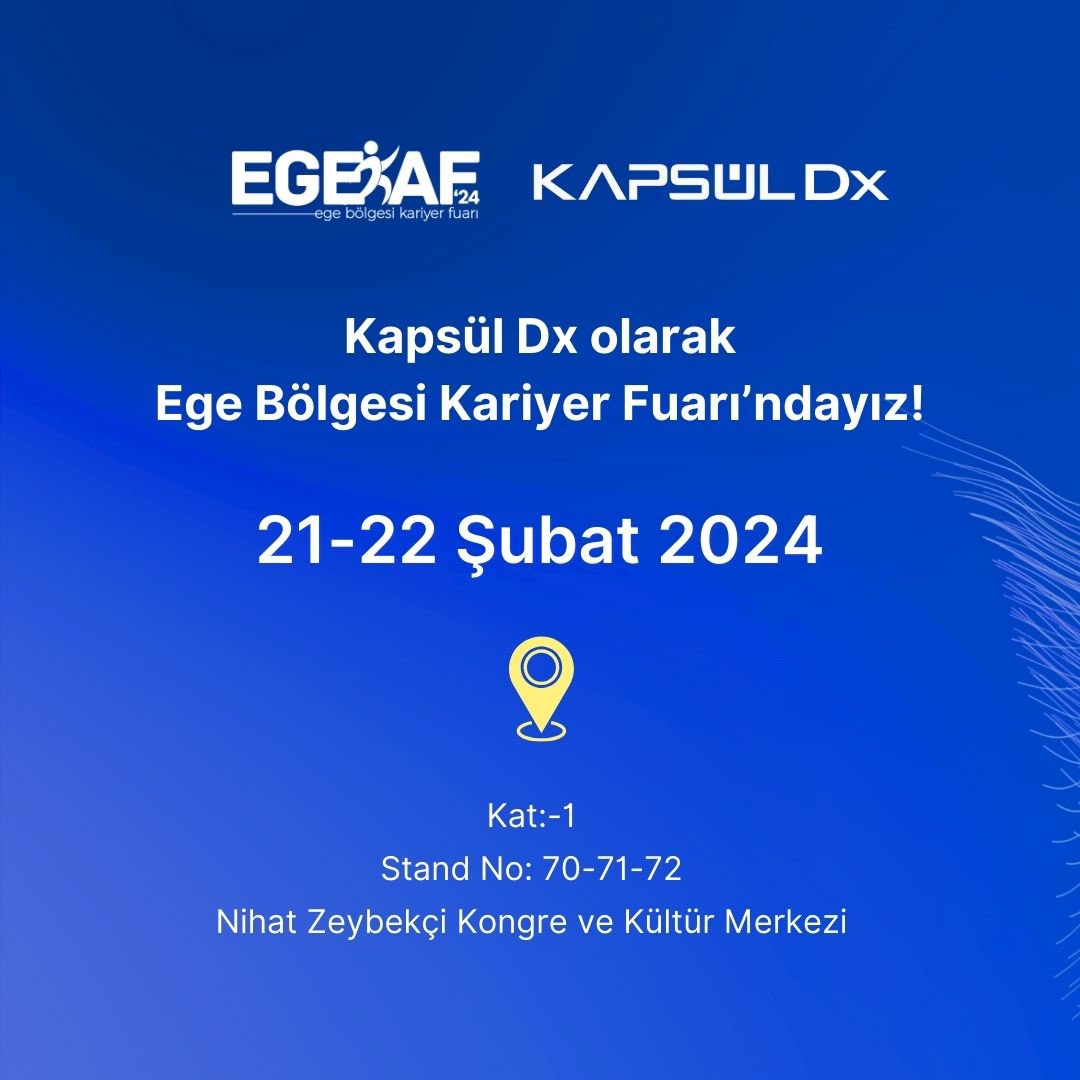 21-22 Şubat 2024 tarihlerinde Denizli Büyükşehir Belediyesi Nihat Zeybekçi Kongre ve Kültür Merkezi'nde düzenlenen Ege Bölgesi Kariyer Fuarı'ndayız! 🎓

Standımızda sizi bekliyor olacağız! 🌐

#KapsülDx #GeleceğinŞirketi
#ArtificialIntelligence #Kariyer #KariyerFuarı #Denizli