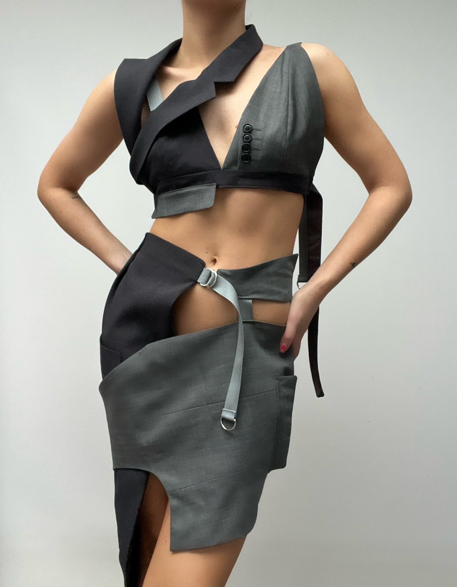 SarahORobinson_'s tweet photo. Our eighth 10 X 10 bralet comes with a little extra! 
Matching Wrap Skirt created from Mixed blazers with adjustable D-ring fastening strap. 

Part of 10 X 10 campaign, featuring 10 Slash Bralet Styles, in 10 variations, at 10 different prices over the span of 10 days. https://t.co/BXJWHtrzsA