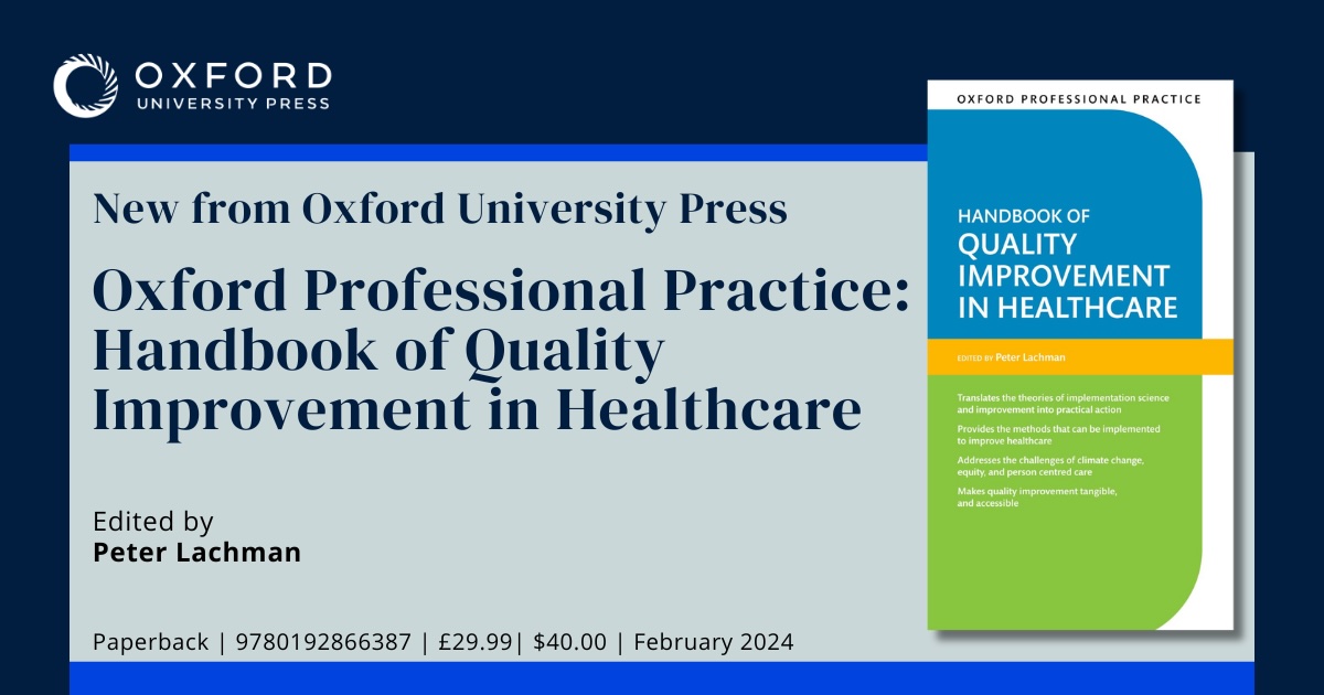 The @OUPMedicine Handbook of Quality Improvement in Healthcare is now available at bit.ly/3S2Tie0. Authors are from @HSELive and @NHSEngland + graduates of @RCPI_news QI Scholars programme + @ISQua Board members Spread the word! #qualityimprovement #personcentredcare