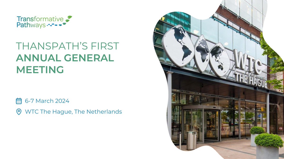 📆 Just 2️⃣ weeks until the 1st Annual General Meeting of TRANSPATH #AGM1 at the World Trade Center in The Hague, Netherlands! 

📽️Keep an eye out for live updates here in X and on our LinkedIn page! @WUR #TransformativeChange