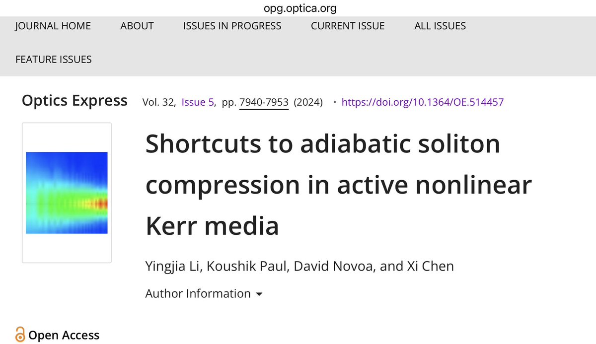 Xi Chen (@xichen_sta) on Twitter photo Check out our new paper on faster routes to optimise optical pulse compression in active nonlinear media, via shortcuts to adiabaticity. doi.org/10.1364/OE.514… congratulations and thanks for the team! <a href="/ryc_upvehu/">Ramón y Cajal @ UPV/EHU</a> @ehuscientia <a href="/Ikerbasque/">Ikerbasque</a> <a href="/NquireC/">NQUIRE Center</a> Check out our new paper on faster routes to optimise optical pulse compression in active nonlinear media, via shortcuts to adiabaticity. doi.org/10.1364/OE.514… congratulations and thanks for the team! <a href="/ryc_upvehu/">Ramón y Cajal @ UPV/EHU</a> @ehuscientia <a href="/Ikerbasque/">Ikerbasque</a> <a href="/NquireC/">NQUIRE Center</a>