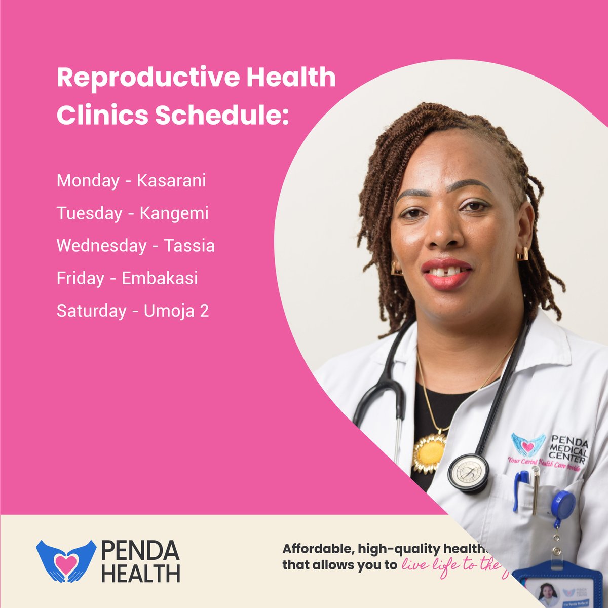 Exciting News!!
Reproductive Health Clinics are officially back! Take charge of your reproductive health today!💙
Pigia Penda on 0207909045 or Chat na Penda on 0207640471 for inquiries.
#livelifetothefull
#affordable
#highqualityhealthcare