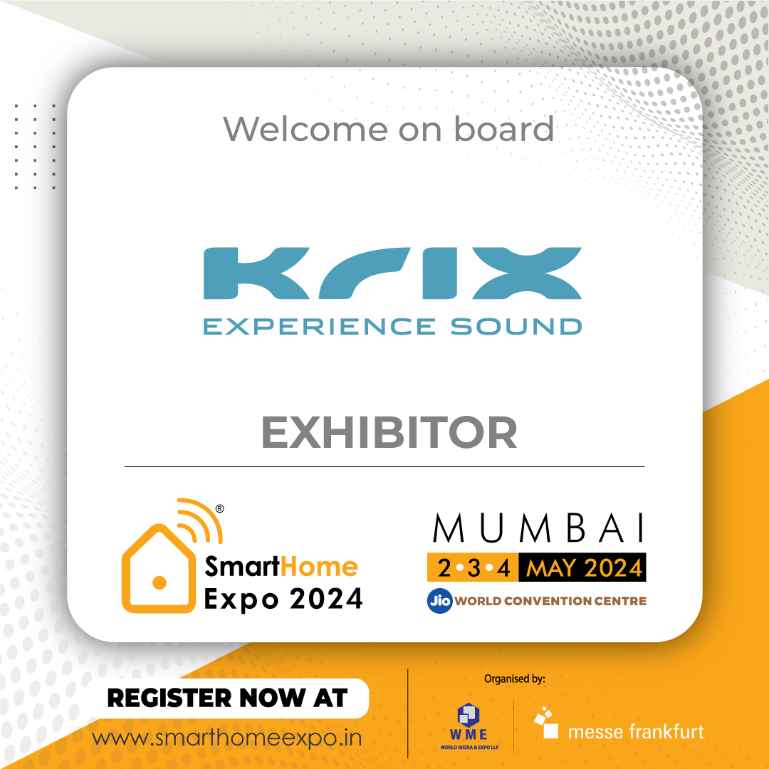 expo_smart's tweet image. Get ready for an auditory treat! We're thrilled to welcome Krix to the 5th Edition of the Smart Home Expo!

📅 Event Dates: May 2-4, 2024
📍 Venue: Jio World Convention Centre, Mumbai
🔗 Secure your spot today: zurl.co/kyCl

#SmartHomeExpo #KRIX #Exhibition