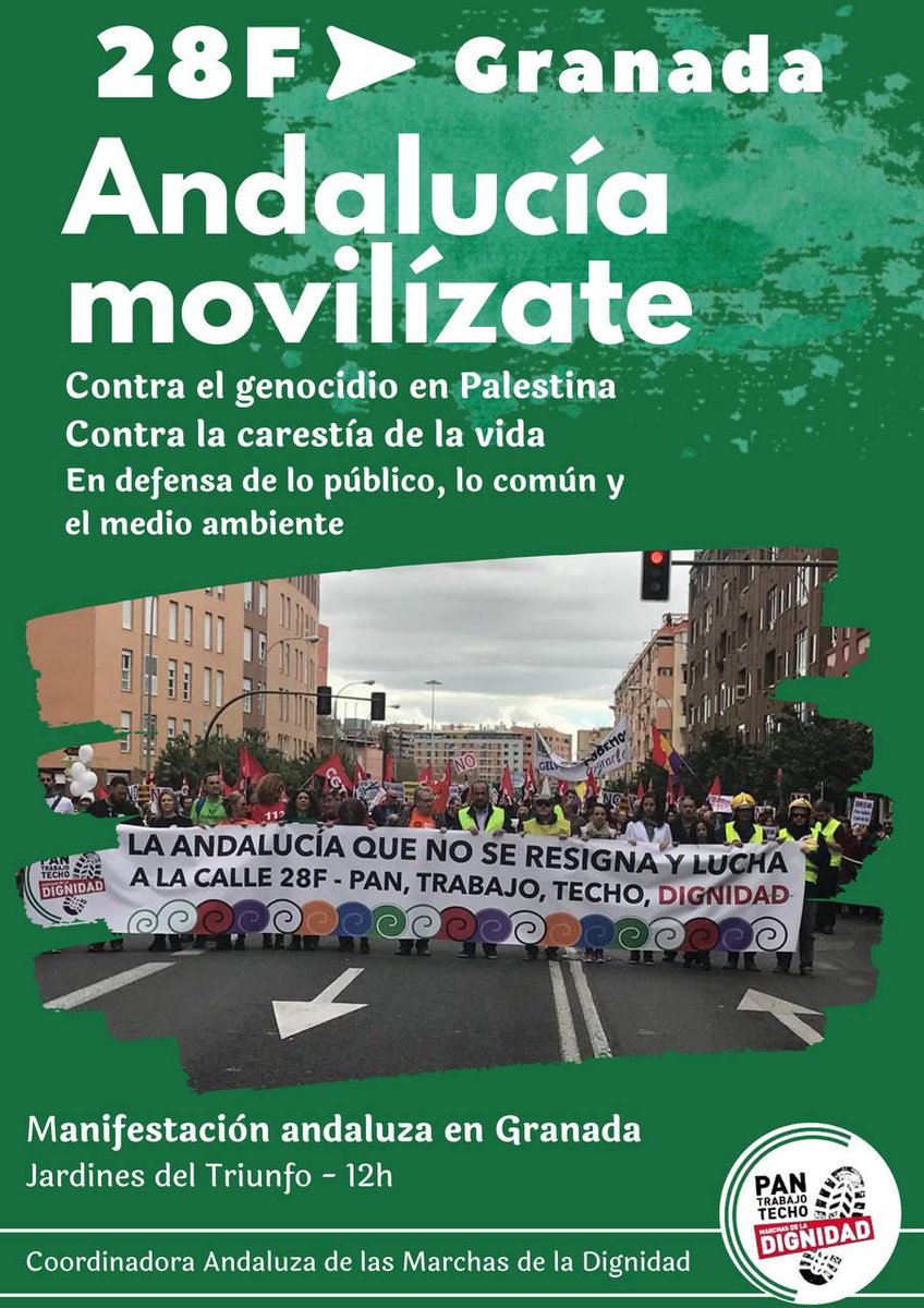 CGT-Almería (@cgtalmeria) on Twitter photo #28f todas y todos a #granada Autobuses desde todas las provincias de #andalucia para pedir pan, trabajo, techo e igualdad, defender los servicios públicos y mostrar el rechazo andaluz al genocidio de #israel en #palestina. #cgtandaluciaceutaymelilla <a href="/CGT_A/">CGT Andalucia</a> #28f todas y todos a #granada Autobuses desde todas las provincias de #andalucia para pedir pan, trabajo, techo e igualdad, defender los servicios públicos y mostrar el rechazo andaluz al genocidio de #israel en #palestina. #cgtandaluciaceutaymelilla <a href="/CGT_A/">CGT Andalucia</a>