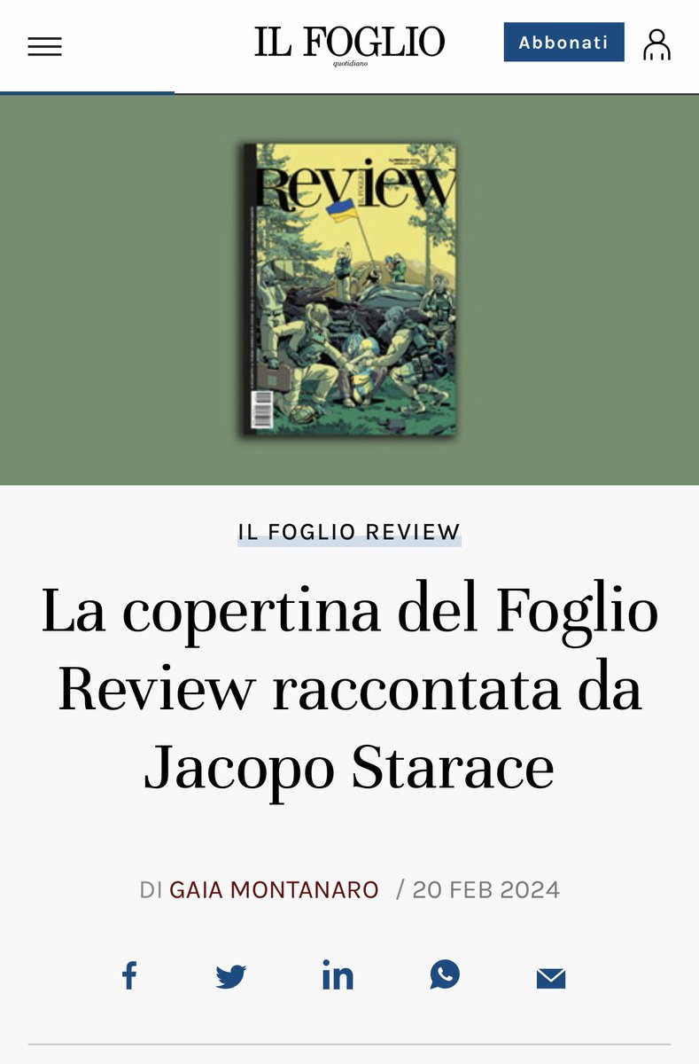 Sabato esce la Review del @ilfoglio_it e Jacopo Starace, che ne ha realizzato la cover dal titolo “Soccorso”, me ne ha parlato qui: ilfoglio.it/gli-speciali-d…
