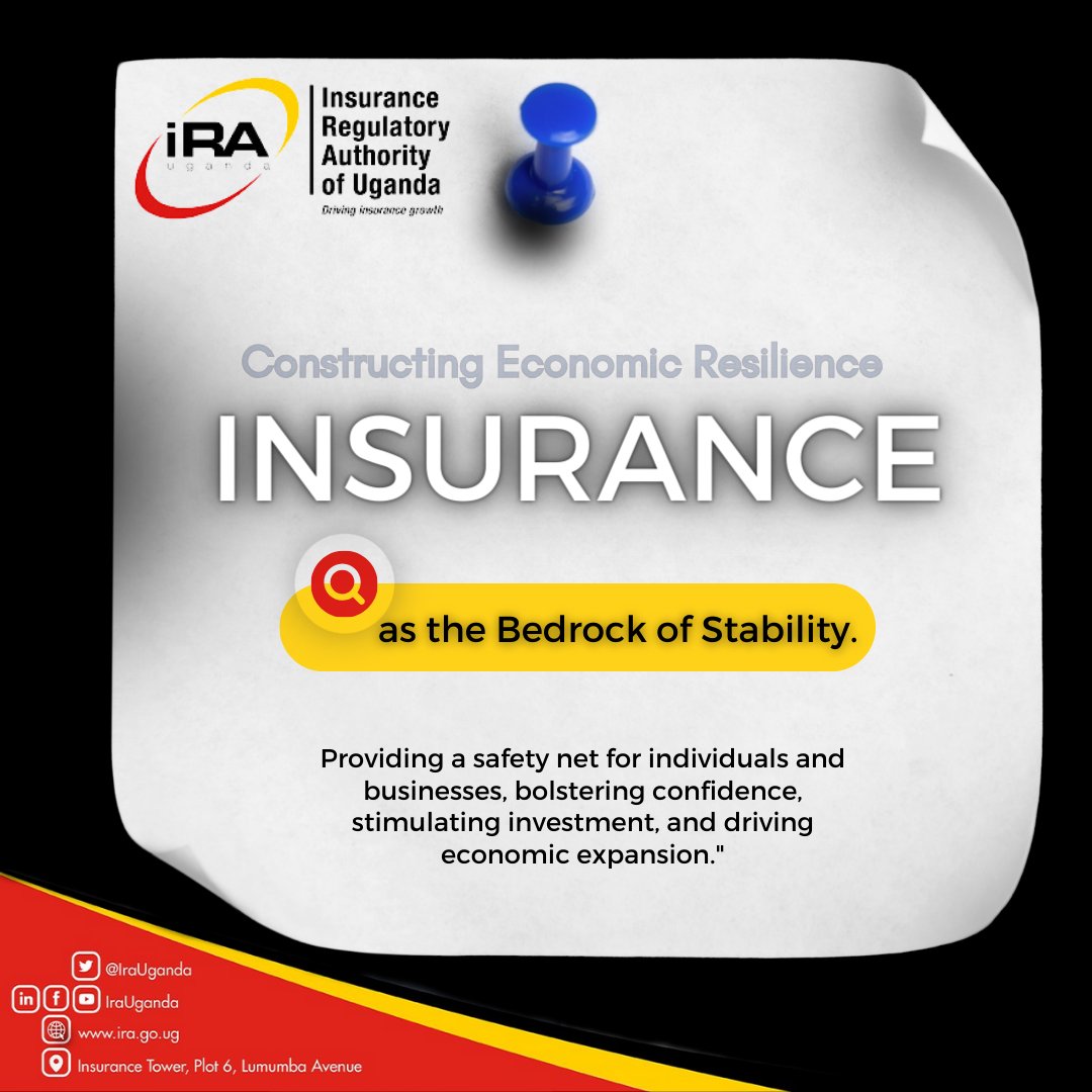 IraUganda's tweet image. Creating a Firm Base:
Insurance, the Cornerstone of Economic Stability. Protecting individuals and businesses, enhancing confidence, spurring investment, and driving economic growth. 🌟💼 

#StableEconomy #InsuranceProtection #InvestmentGrowth #EconomicProsperity