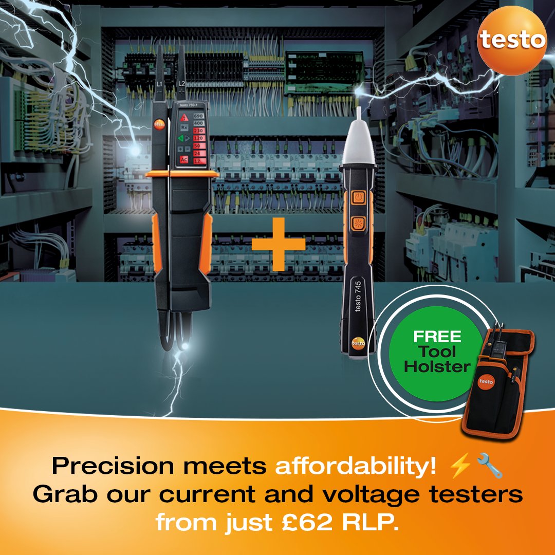TestoLimited's tweet image. Are you testing and measuring common electrical parameters?

If so we&apos;ve got the solution for you, now with a FREE Testo branded tool holster for a limited time!

Winter offers 👉testo.com/en-UK/free-hol…

#testouk #eletrical #winteroffers #electrician