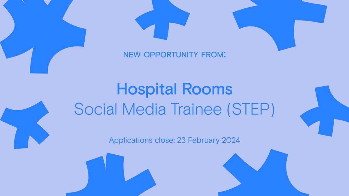 Opps Board 💼 Passionate about using social media for good? As part of the STEP programme by @GGHub__, open to East Londoners aged 18-30, @Hospital_Rooms is seeking a passionate and creative team member to join their Marketing Team for 4 days a week! > bit.ly/3I3z7qu