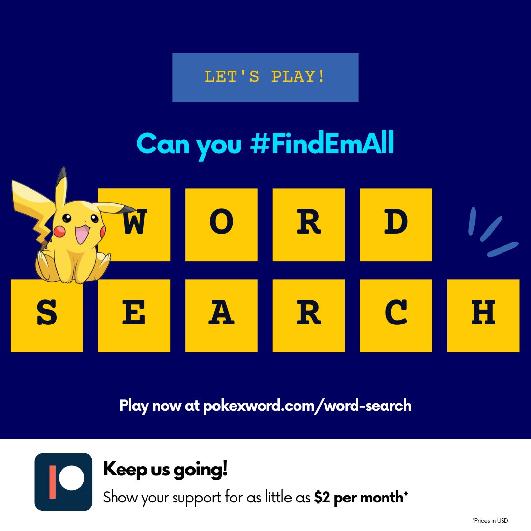pokeXword's tweet image. Ready, Set, Search! 🕵️‍♂️🔍 Today's #WednesdayWordsearch is ON! Are your eyes sharp enough to #CatchEmAll? 🌟 🏆Share your times, challenge friends, and let's see who comes out on top! 🚀 #PokeXWord #GottaSolveEmAll