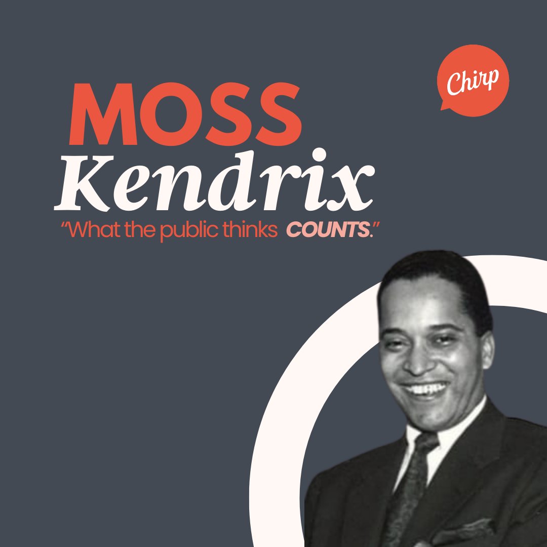 PR_Chirp's tweet image. Moss Kendrix (1917-1989) was a highly influential figure in the Public Relations field during the Civil Rights movement. Swipe to learn more about his legacy! #BlackHistory #BlackHistoryMonth #BHM #Marketing #PR #PublicRelations #B2BPublicRelations #B2BMarketing #MossKendrix