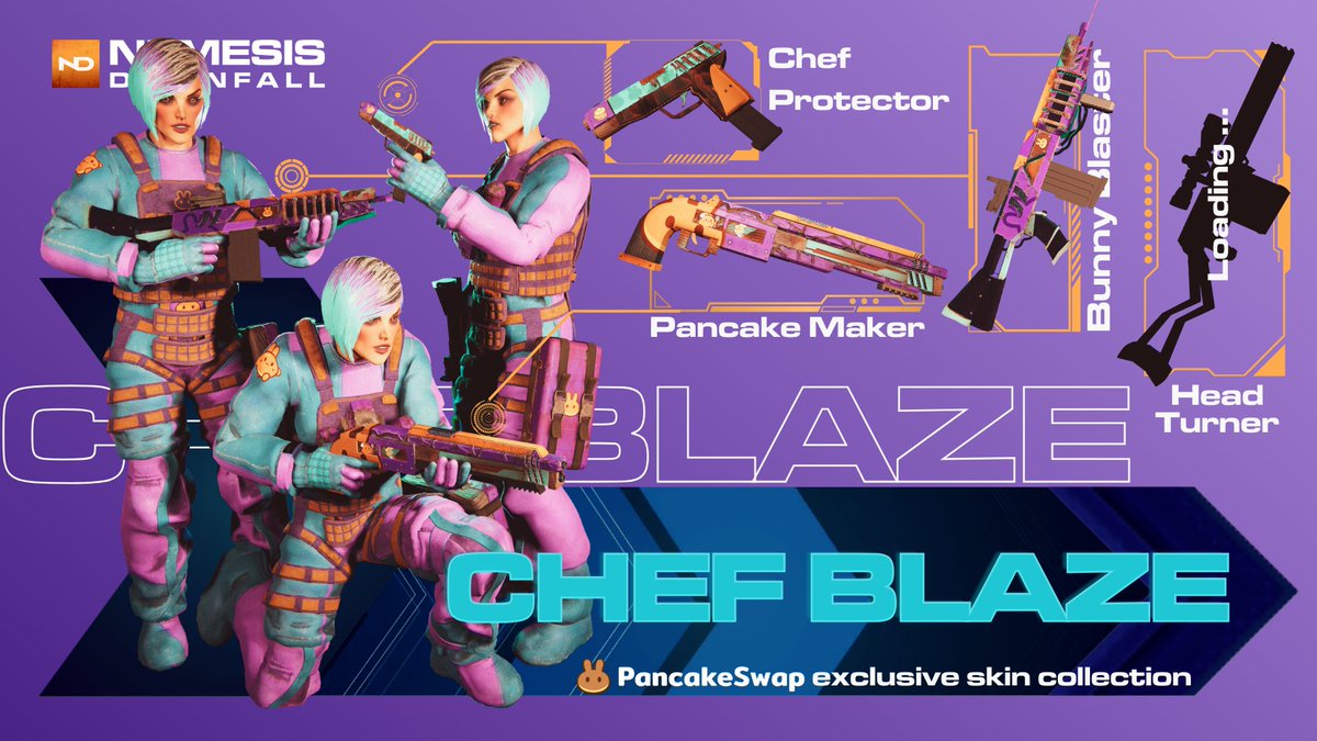 Nemesis Downfall (@nemesisgame_) on Twitter photo ✨Character skins 24h giveaway alert!
-Follow us on X, join our TG here: t.me/NemesisDownfall
- Like/RT/Comment <a href="/PancakeSwap/">PancakeSwap</a> 's post below using #NemesisDownfallOnPancakeswap
🎉 10 random winners of an in-game Chef Blaze character skin!! 🎮
#NemesisDownfallOnPancakeswap ✨Character skins 24h giveaway alert!
-Follow us on X, join our TG here: t.me/NemesisDownfall
- Like/RT/Comment <a href="/PancakeSwap/">PancakeSwap</a> 's post below using #NemesisDownfallOnPancakeswap
🎉 10 random winners of an in-game Chef Blaze character skin!! 🎮
#NemesisDownfallOnPancakeswap
