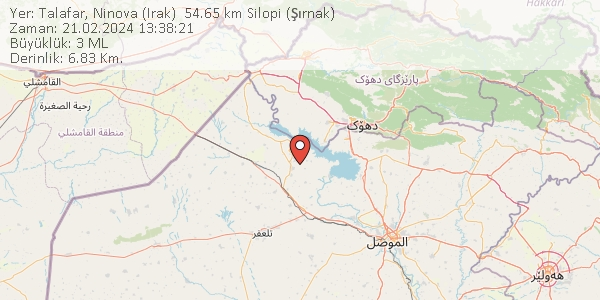 son__depremler's tweet photo. Yer: Talafar, Ninova (Irak)  54.65 km Silopi (Şırnak) 
Zaman: 21.02.2024 13:38:21
Büyüklük: 3 ML
Derinlik: 6.83 Km. 
Detay: https://t.co/wsrGrijBxB
#Irak #Talafar, Ninova   - [54.65 km] Silopi   #deprem https://t.co/U9QGWfO6N2