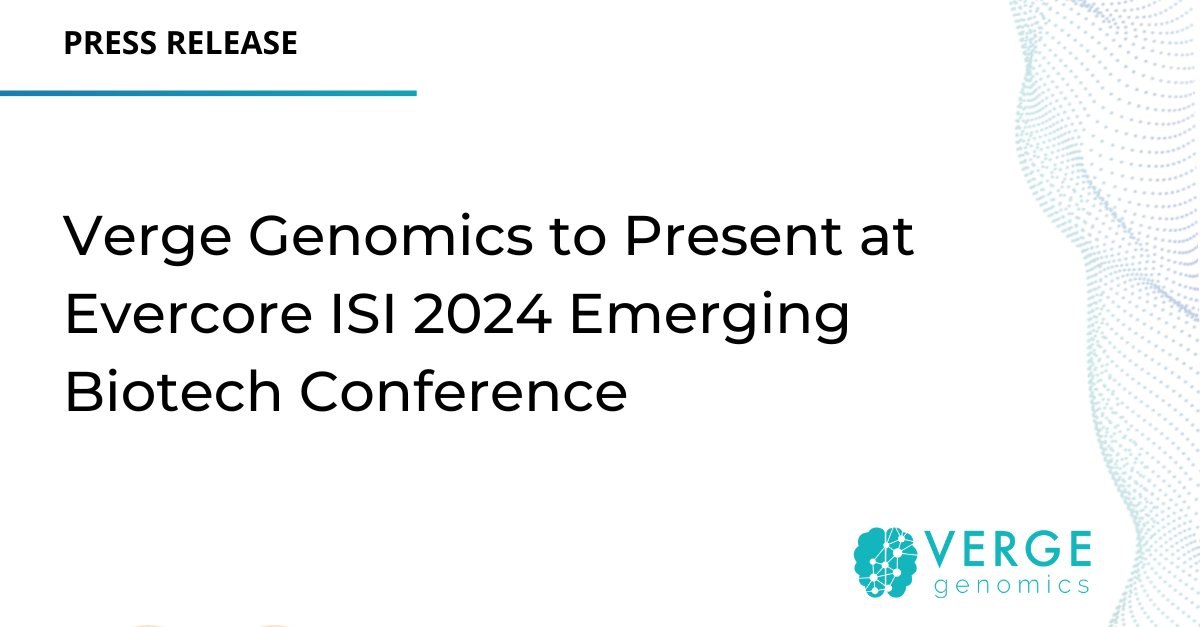 Join us at the virtual @EvercoreISI 2024 Emerging Biotech Conference on Feb 28, 10:45 AM E.T., as Verge Co-founder & CEO @AliceXinliZhang presents insights into our innovative approach in drug discovery using #AI & human data: bit.ly/42LDaBa. #biotechnology #investors