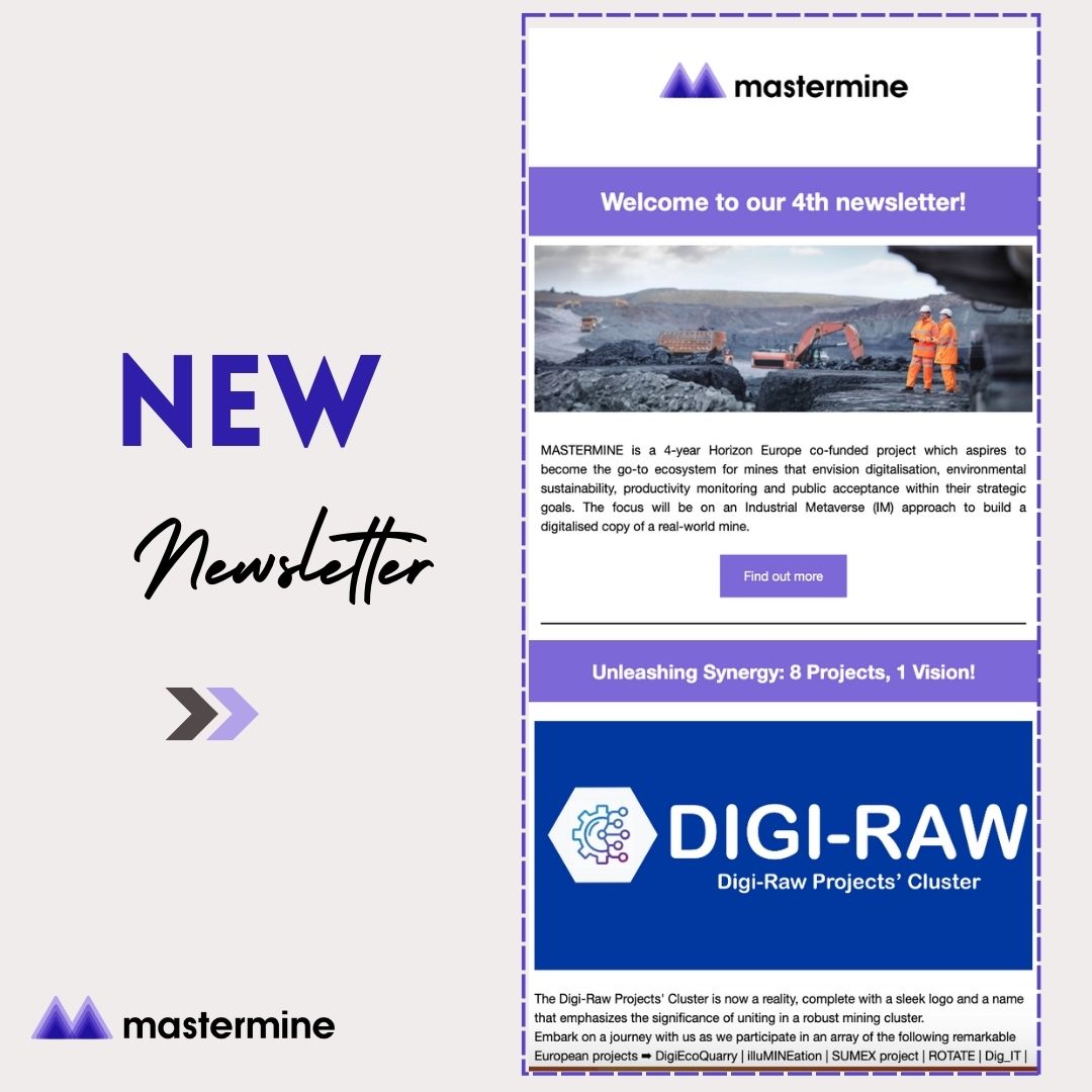 📢 Our fourth #newsletter is out and it is packed with exciting updates! Click here to dive in ➥ bit.ly/3HS0NOT

#mining #mineralprocessing #HorizonEurope #sustainability #industrialmetaverse #digitalisation
