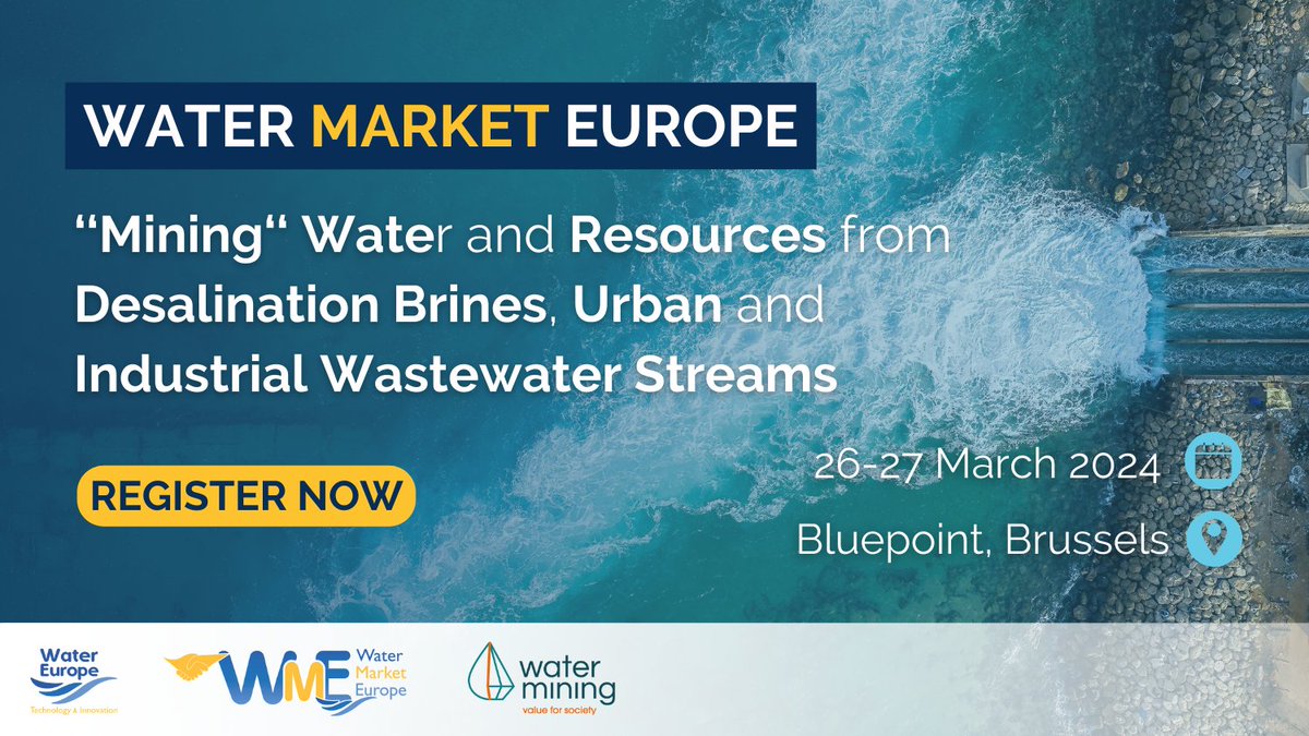WATER-MINING H2020 (@watermining) on Twitter photo ⏰Have you already secured your place for the #WME2024  event? 
🇧🇪Join us in Brussels on 26-27 March to learn and connect with #water market players and explore Water 'Mining' Solutions.
Info & Registrations: buff.ly/3RXFY8Z ⏰Have you already secured your place for the #WME2024  event? 
🇧🇪Join us in Brussels on 26-27 March to learn and connect with #water market players and explore Water 'Mining' Solutions.
Info & Registrations: buff.ly/3RXFY8Z