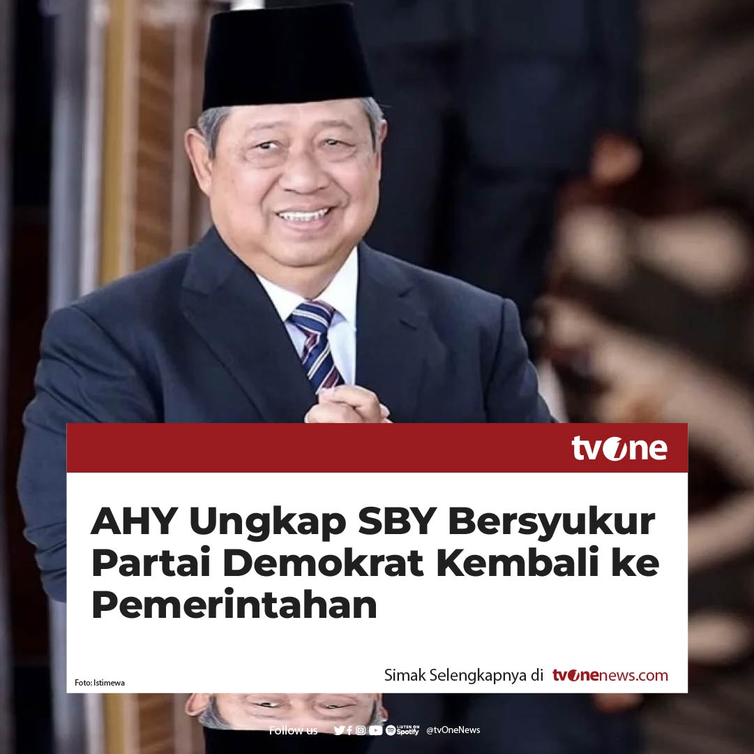 Presiden ke-6 RI sekaligus Ketua Majelis Tinggi Partai Demokrat Susilo Bambang Yudhoyono (SBY) merasa bersyukur atas pelantikan putranya, Agus Harimurti Yudhoyono (AHY), sebagai Menteri ATR/BPN. Hal ini diungkapkan AHY usai dilantik oleh Presiden RI Joko Widodo (Jokowi). AHY
