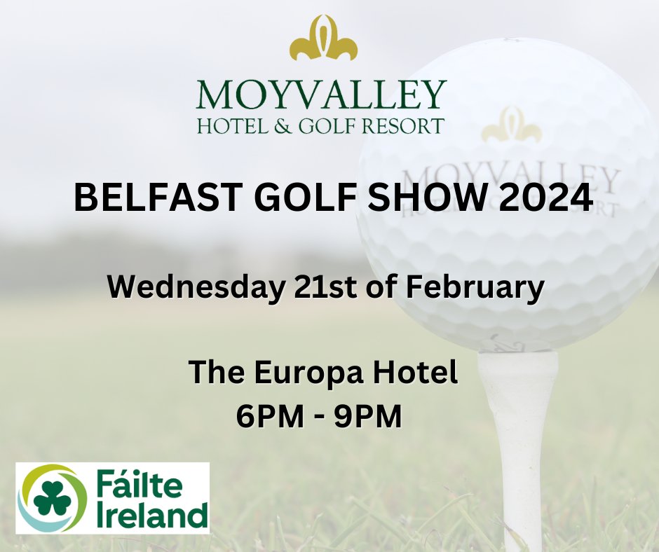 If you are attending the Belfast Golf Show this evening in The Europa Hotel, be sure to drop by and chat with our Golf Operations Manager John Lyons who will provide information for your golf society or stay and play packages here at Moyvalley Hotel & Golf Resort!