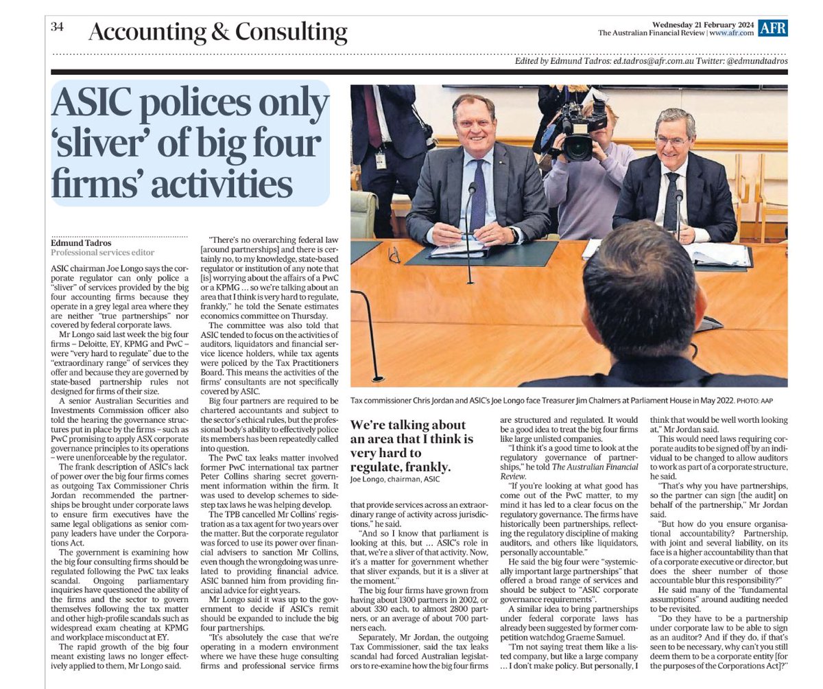 Ungoverned. Opaque. Unenforceable voluntarism. Consulting in the Big 4 is unregulated. And it shows.