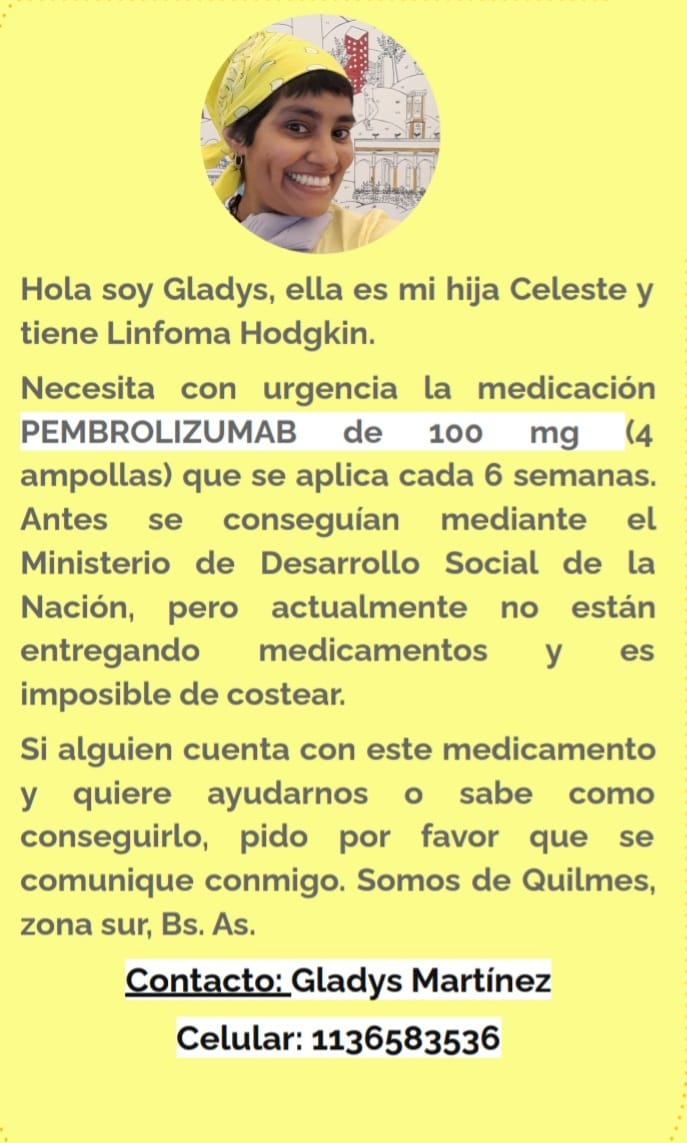 Si pueden difundir la información se los agradecería. Sea que alguien tenga la medicación o sea que alguien pueda acelerar algún trámite