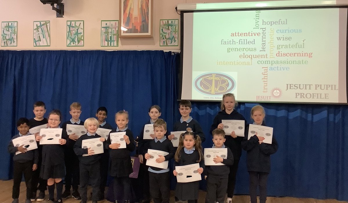 STBPrm's tweet photo. This morning we celebrate our Jesuit Pupil Profile Pupils who have been displaying the virtues ‘loving’ and ‘compassionate’. We are so proud of the examples they set to us all. https://t.co/z6MGO27Ddx