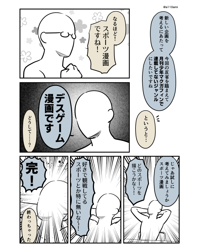 新連載を考える漫画家と編集のオリジナル漫画(のネーム ) 月刊少年マクガフィンで連載してないジャンル編(2/3)