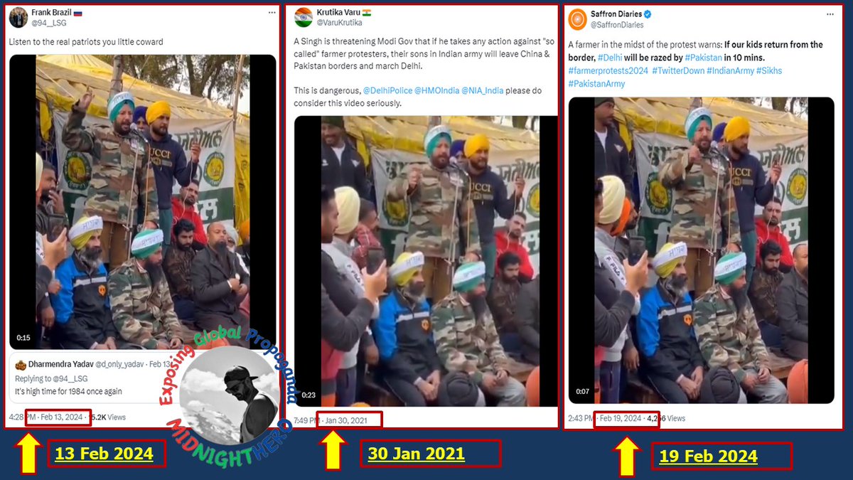 UncoverDisinfo's tweet photo. Without verifying, several other accounts, such as
@sajournal1, @ajeetbharti, @Hardisohi, @Ssg8xJM7OgmuFC8 shared the video that @SaffronDiaries had published.
#Akaay https://t.co/L5Sa4ujew3