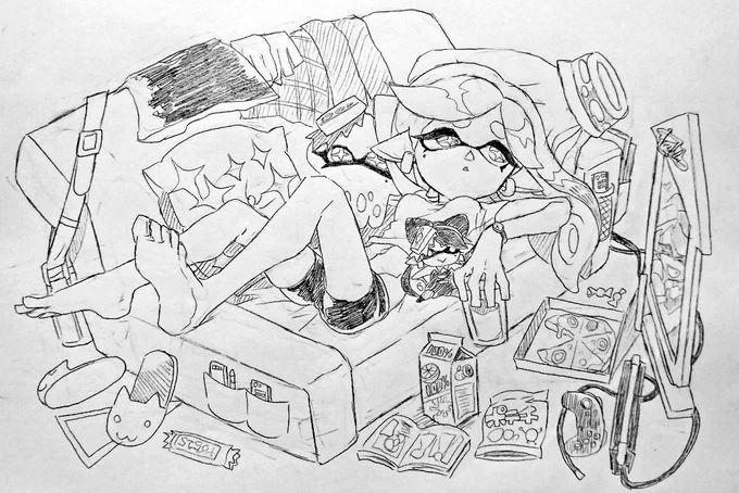 ゆったりホタルちゃん(アナログ再掲)
#Splatoon #splatoonart 