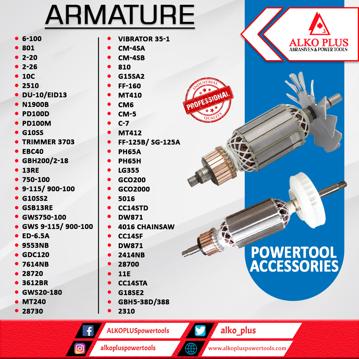 alko_plus's tweet photo. ALKO PLUS ( ARMATURE )
Website : https://t.co/p2ewSs34UN
https://t.co/iqTYLnIg5h
.
.
.
.
#Alkoplus #Alkopluspowertools #powertools #sawblades #abrasives #marbleblades #tctsawblade #woodcutter #cuttingwheel #grindingwheel #sandpaper #handtools #spareparts #autoagency #armatures https://t.co/4HP0oe7BOX