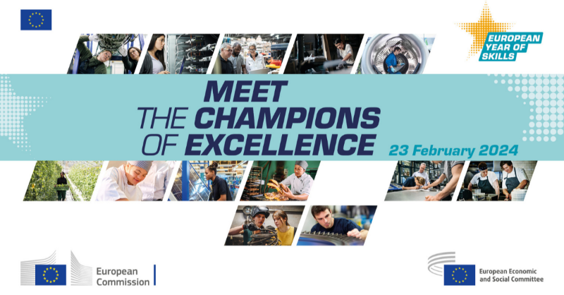 EESC_President's tweet photo. Interested in learning more about VET job opportunities? Tune in at the #MeeTheChampions Event!
Hear about skills for the future, learning mobility, and be inspired by vocational excellence.
π
23 February 2024, 9.00-14.00 CET
βοΈ Over 500 participants, 400 young minds
More π