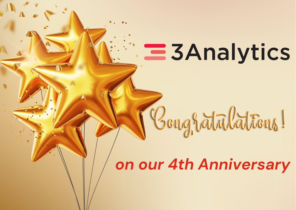 3Analytics1's tweet photo. Celebrating the 4th anniversary of 3Analytics. It feels like just yesterday when we embarked on this journey, and now, four years later, we stand together stronger, wiser, and more resilient than ever.Cheer's to the past four years and the exciting adventures that lie ahead! https://t.co/9CqJ401vaO