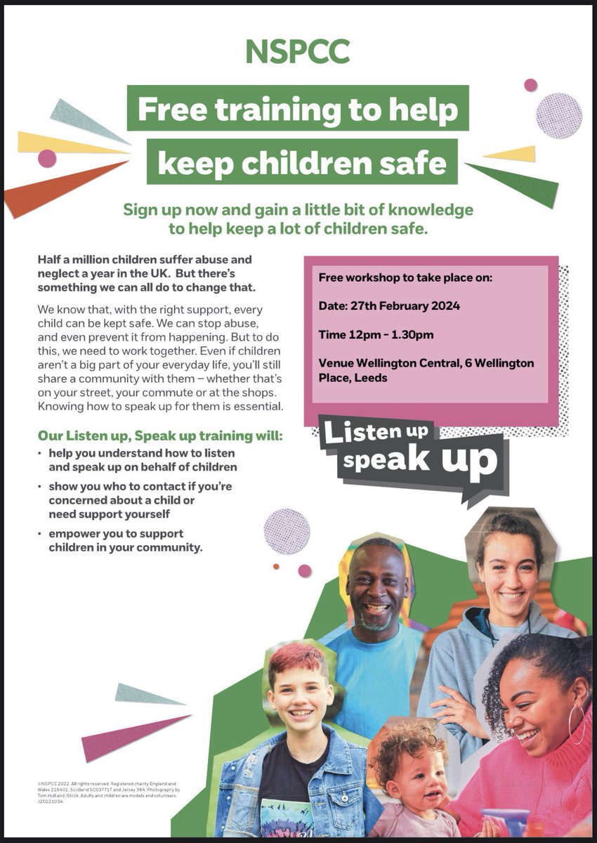 Child_Leeds's tweet photo. Workshop, training by @NSPCC &amp; networking opportunity next week! 👀
🗓️ Tuesday 27 February @wp_leeds 
🕰️ 12.00 - 1.30pm

Sign up &amp; gain a bit of knowledge to help keep children safe: https://t.co/TqfmnZDJ5u https://t.co/7YHw0MJS8L