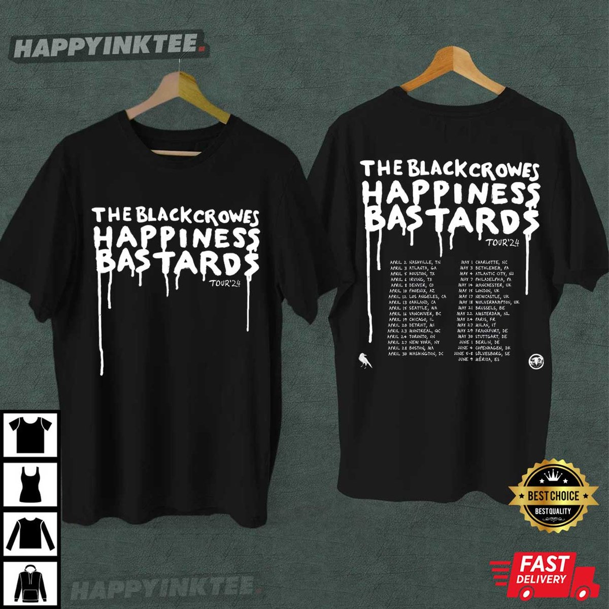 The Black Crowes 2024 Happiness Bastards Tour T-Shirt #TheBlackCrowes #HappinessBastardsTour #happyinktee happyinktee.com/product/the-bl…